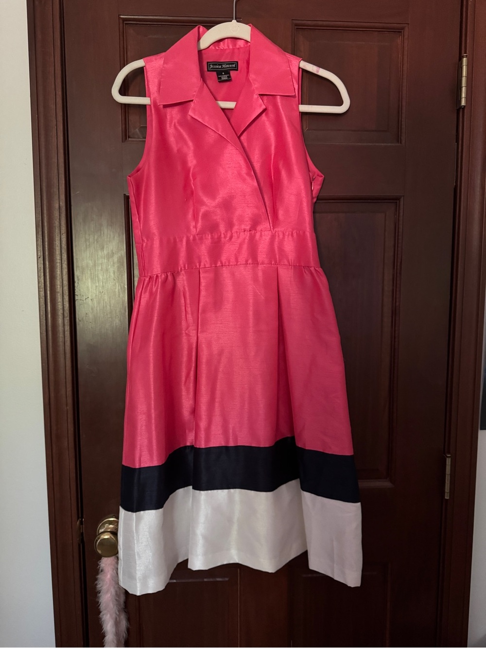 Vintage pink color block dress